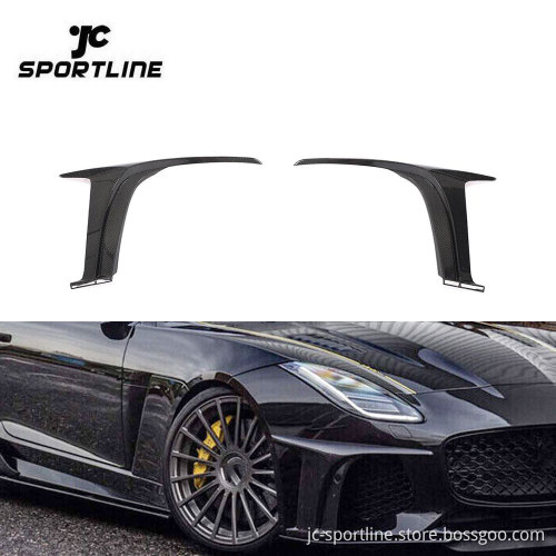 Carbon Fiber Front Bumper Splitter Air Vents and Fins for Jaguar F-Type SVR 2-Door 2016-2019